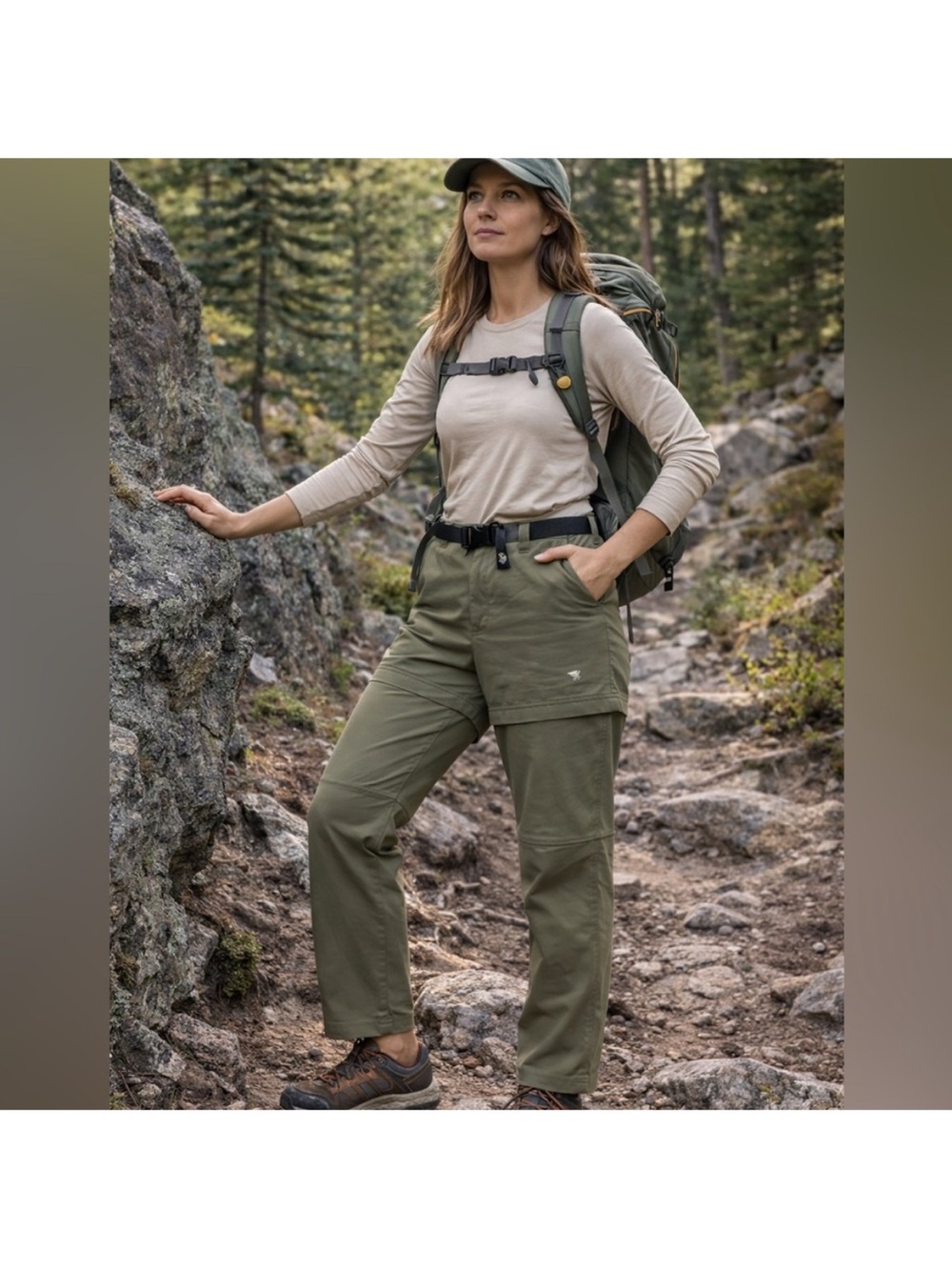 Women's Olive Outdoor Utility Hiking Pants